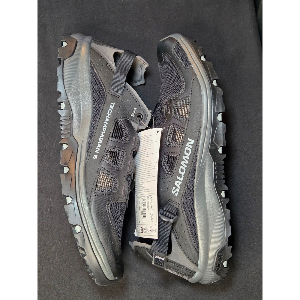 Salomon Techamphibian 5 Mens Black Waterproof Hiking Shoes L471151 Size 11.5 NEW